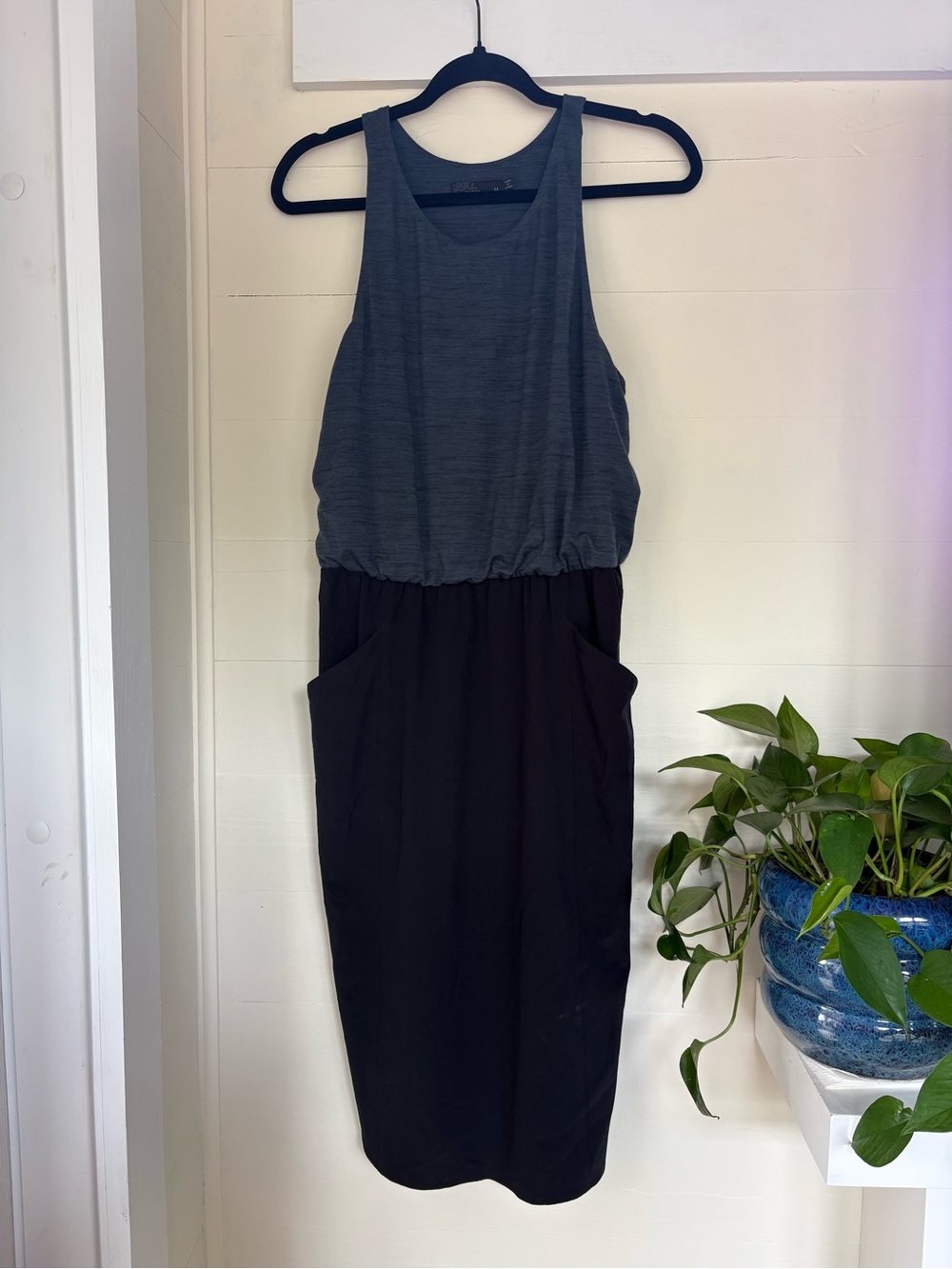 Prana Two-Tone Sleeveless Midi Dress - Gray/Black